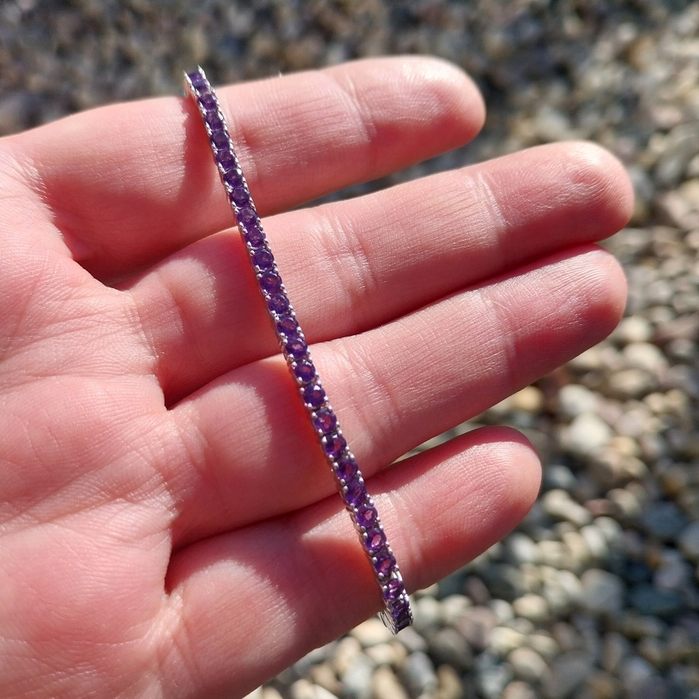Sterling Silver Amethyst Bracelet - Picture 13 of 16